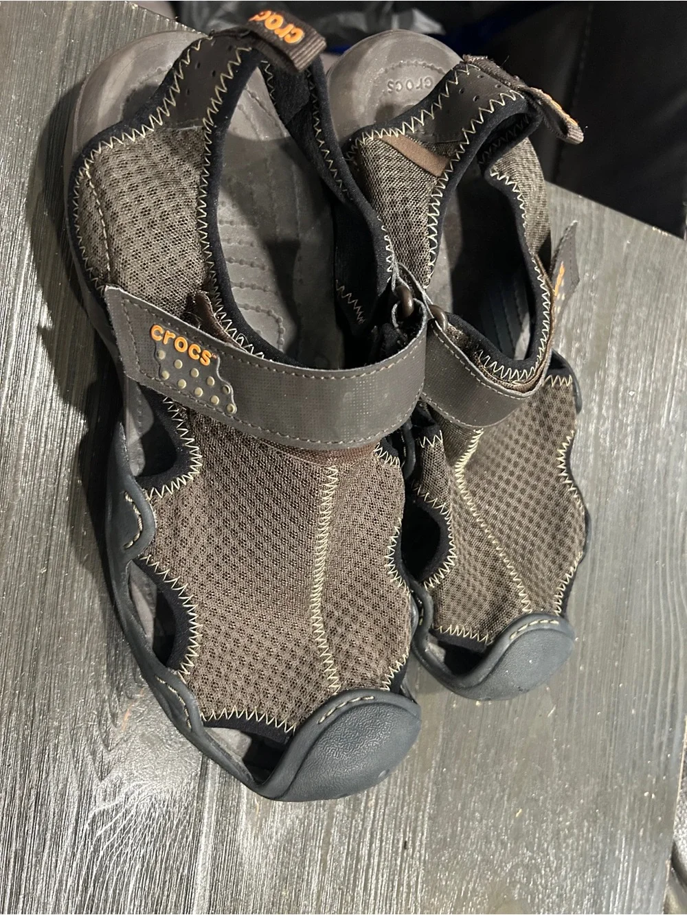 CROCS Brown and Black Mesh Sport Sandals